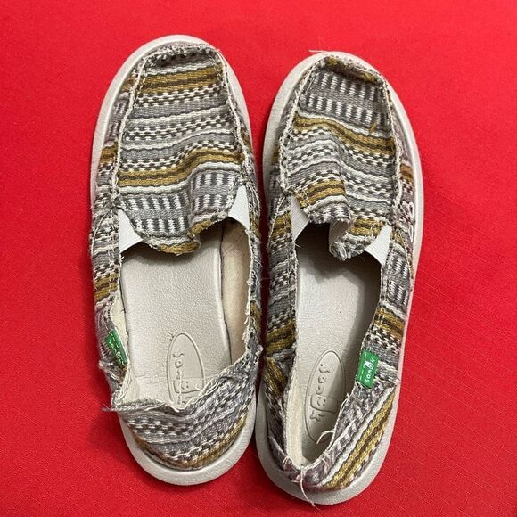 Sanuk Donna Blanket Burgundy Bayridge Multi Tribal Women’s Slip On Loafers Sz 7 - Picture 3 of 6